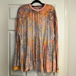 Free people long sleeve pink shirt